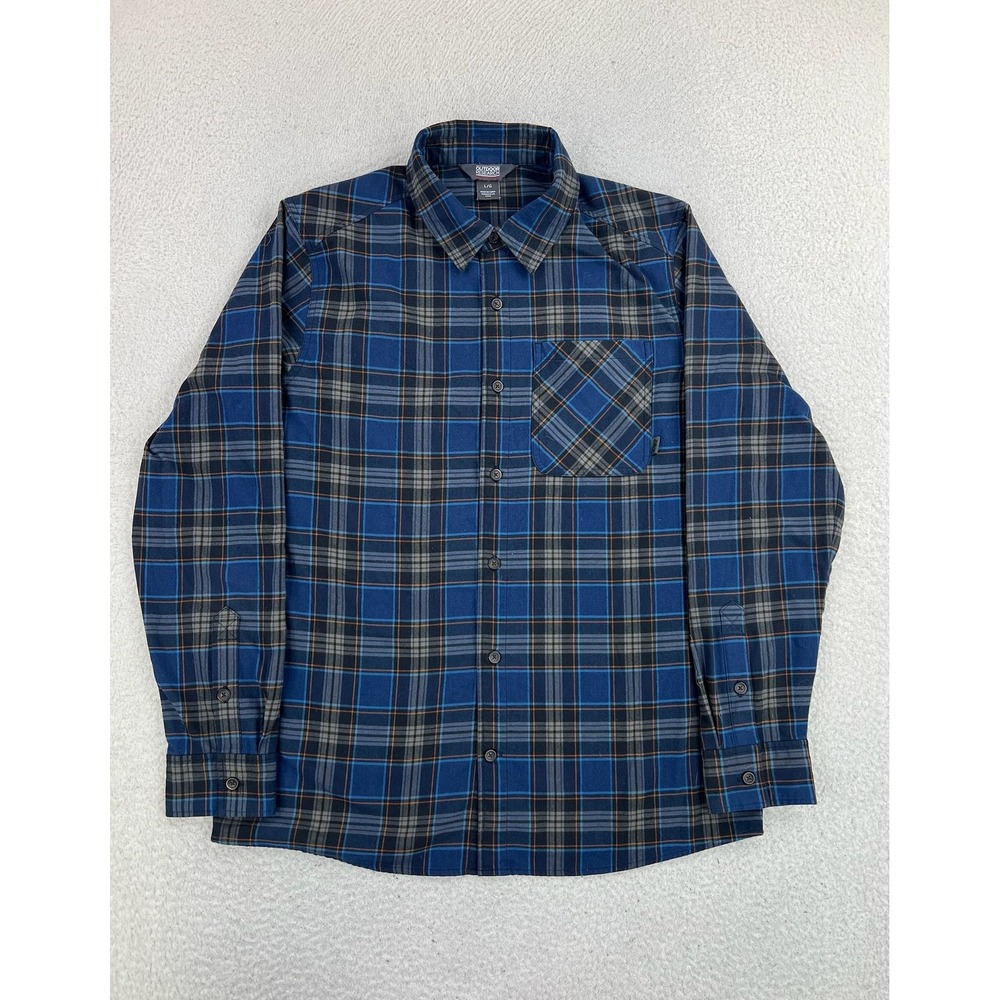 Outdoor Research Shirt Mens Large Blue Plaid Kulshan Flannel LS Button Up Casual